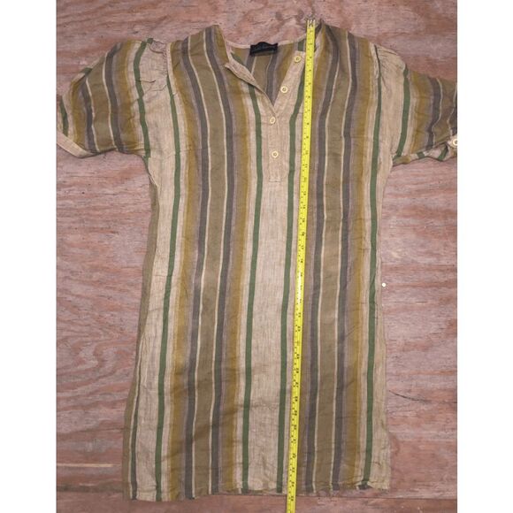Luisa Spagnoli Linen Italian Dress in Neutral Stripes, Size Medium* - Picture 6 of 8